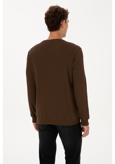 U.S. Polo Assn. Erkek Regular Fit Bisiklet Yaka Kahverengi Sweatshirt 50316390-VR029