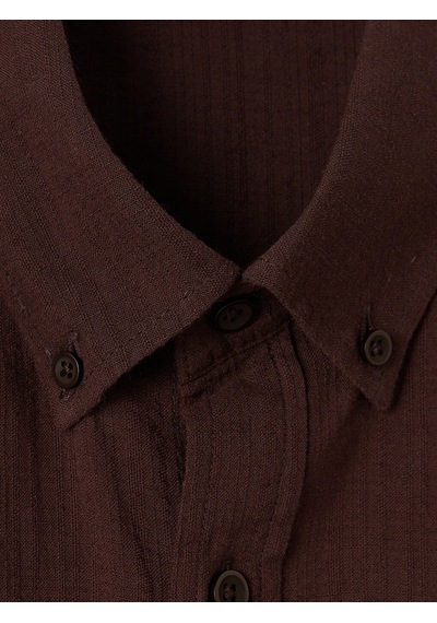 Lcwaıkıkı Classic Kahverengi Regular Fit Armürlü Erkek Gömlek