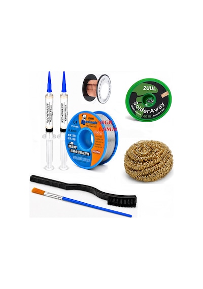 Lehim Seti 0,8 Mm 40 Gr Lehim Teli Flux 2uul-2015 Lehim Emme Ve Yol Çekme Teli Temizleme Set St435