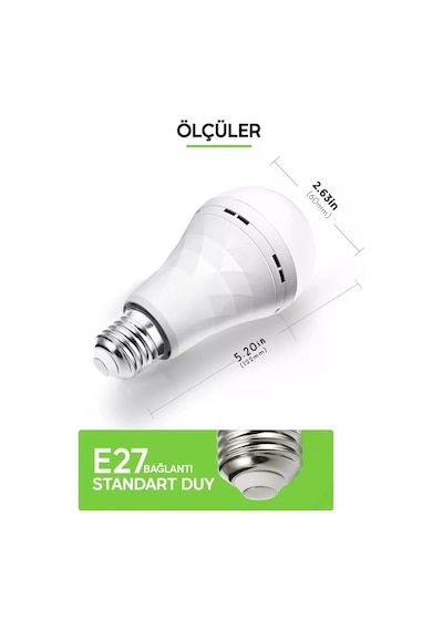 Şarjlı Ampül 830 Lümen Ultra Acil Durum & Kamp Işığı 220v Beyaz E27 Duy Otomatik %80 Tasarruflu Şarjlı Ampül 830 Lümen Ultra Acil Durum & Kamp Işığı 220v Beyaz E27 Duy Otomatik %80 Tasarruflu