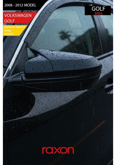 Volkswagen Golf 6 - 2008-2012 Batman & Yarasa Ayna Kapağı Parlak Piano Black Sport