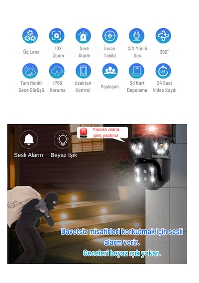 Bester 3 Lensli 10x Ptz Kamera 8 K Wifili Uzaktan Erişim Prof.
