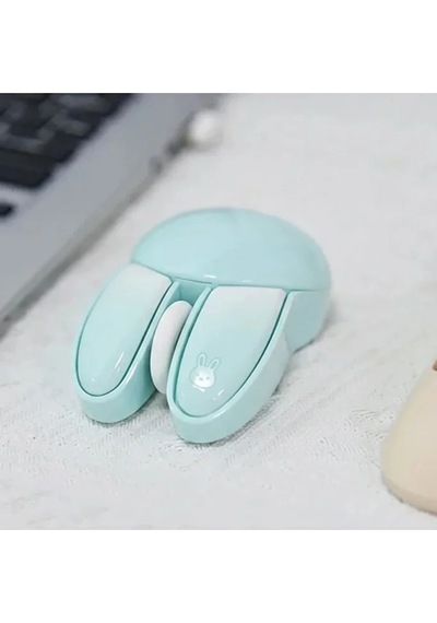 Tavşan Figürlü Kablosuz Mouse Pil Dahil Etiket li Mavi