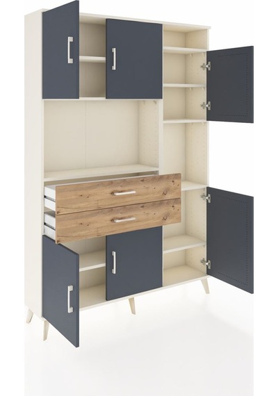 Arges Dolap 9 Raflı 2 Çekmeceli 6 Kapaklı 132x30x195 Aytaşı-antrasit/çam Antrasıt/atlas Çam