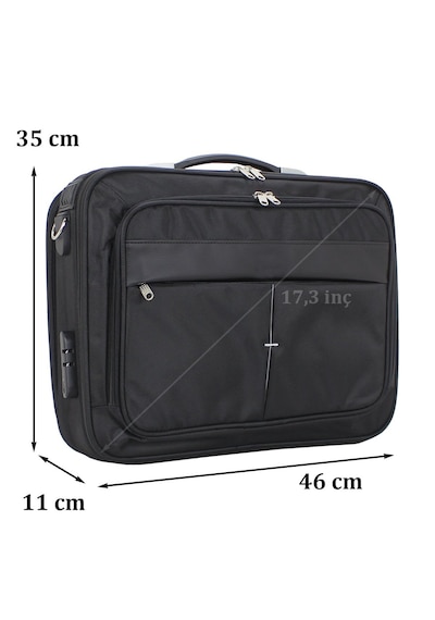 Çantachım Unisex Siyah 15.6'' Çelik Kasalı Laptop Evrak Bilgisayar Çantası Siyah