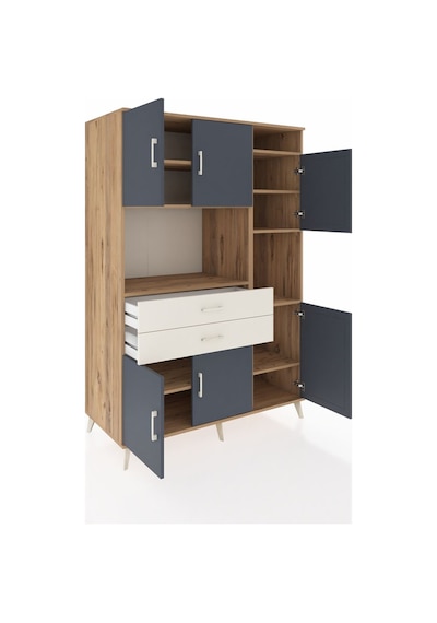 Kronos Dolap 9 Raflı 2 Çekmeceli 6 Kapaklı 132x59x195 Çam-ant... Çam