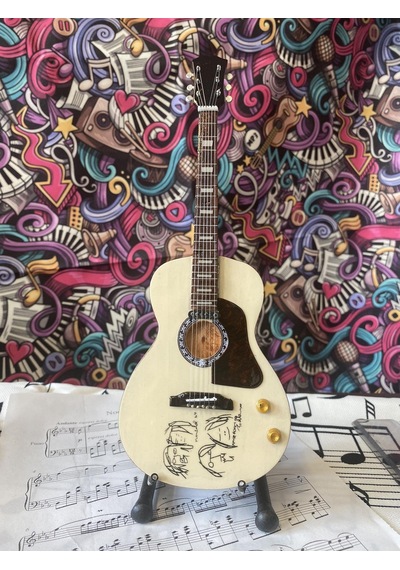 Akustik Gitar El Yapımı Ahşap Minyatür Hediyelik Biblo 25 Cm 4 Gi