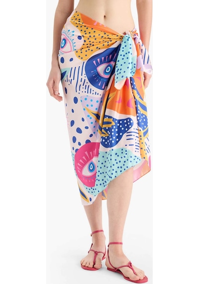 Defacto Regular Fit Desenli Saten Plaj Eteği-fall İn Love B1443ax25hspn219 Pembe
