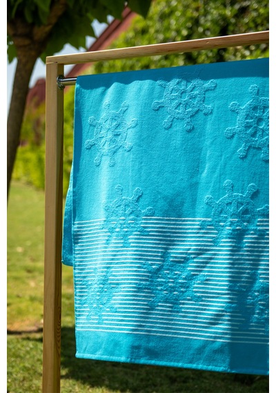 Menderes Home Cotton Collection Bukle Plaj Havlusu Çark Turkuaz