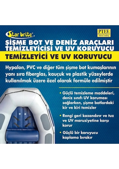 Starbrite - Ptef Katkılı Şişme Bot Temizleyici Ve Koruyucu 950 Ml : Hypalon Ve Pvc Botlarınız İçin Güneş Zırhı Ve Kusursuz Temizlik