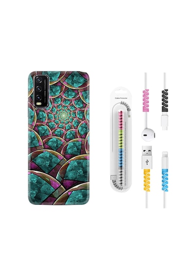 Vivo Y20S Kılıf Kablo Koruyuculu Circles 1828
