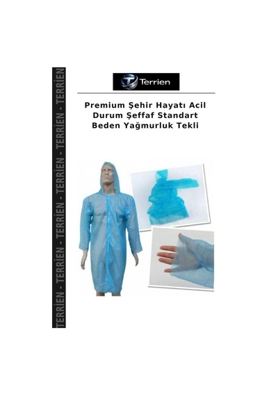 Premium Şehir Hayatı Acil Durum Şeffaf Standart Beden Yağmurluk Tekli