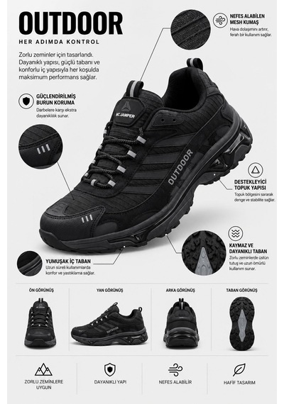 Big King Volt Erkek Spor Outdoor Trekking Ayakkabı Siyah