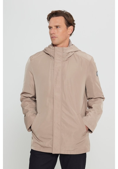 AC&Co / Altınyıldız Classics Erkek Vızon Standart Fit Normal Kesim Kapüşonlu Dik Yaka Trençkot Vizon