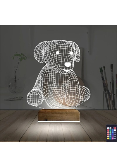 Luvivia Köpek Çocuk Odası 3d Lamba - Masa Gece Lambası V2 Şeffaf