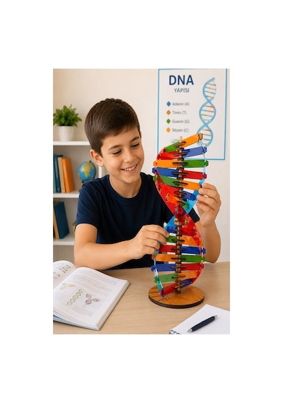 Dna Modeli 1 Paket Ahşap Dna Yapım Seti Dna Sarmalı Deney Yapım Seti Okul Materyali Fen Bilimleri