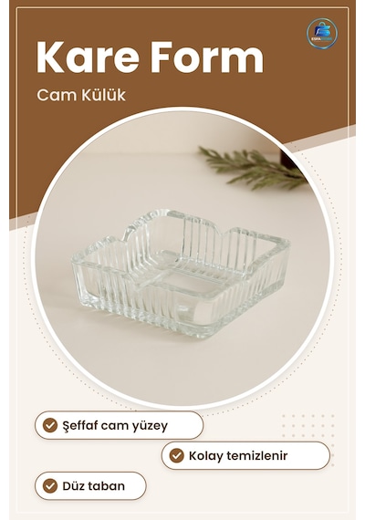 Cam Küllük Kare 10.5x10.5x3.5 Cm Şeffaf Sigara Küllüğü Masa Dekor