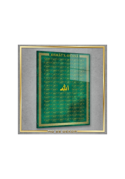 Temperli Cam Tablo Esmaül Hüsna Allah'ın 99 İsmi