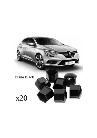 Megane 4 Hatchback 2016-2023 Model Arası Uyumlu 20 Adet Bijon Kapağı Takım Piyano Siyah