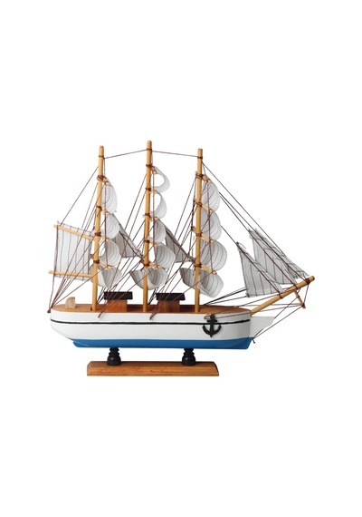 Dekoratif Ahşap El Yapımı Yelkenli Gemi Maketi Masaüstü Biblo Ev Ofis Hediyesi 40 Cm. Model F