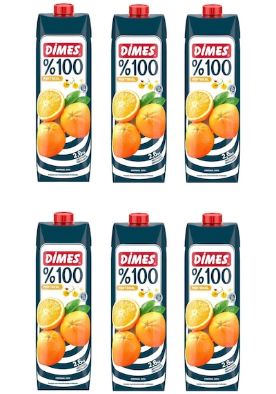 Dimes %100 Portakal Meyve Suyu 1 Lt X 6 Adet