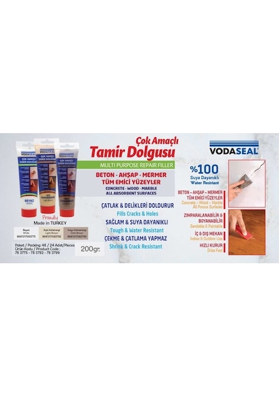 Vodabond Çok Amaçlı Tamir Dolgusu Beyaz 200 GR Vodabond Çok Amaçlı Tamir Dolgusu Beyaz 200 GR
