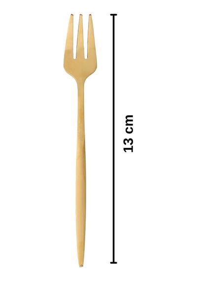 6 Lı Gold Limon Ve Fondü Çatalı 13 Cm Paslanmaz Çelik Mini Servis Çatalı Takımı