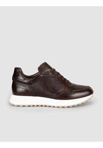 Cabani Kahverengi Erkek Hakiki Deri Sneaker Ayakkabı Kahve