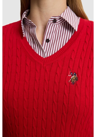 U.S. Polo Assn. Kadın Kırmızı Basic Kazak 50327575-vr171 Basıc Kırmızı