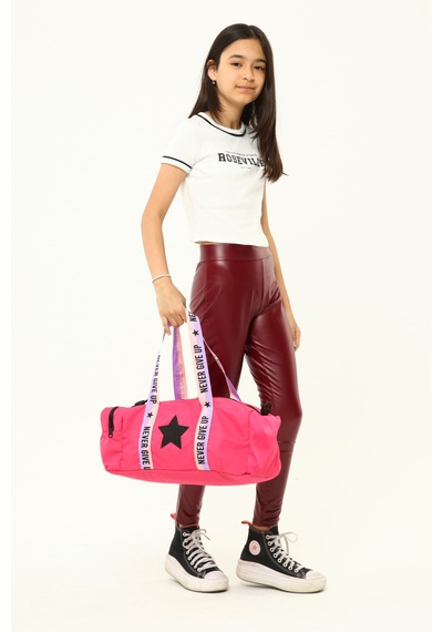 İcone Bag Çocuk Yıldız Logolu Spor Çanta, Çocuk Spor Çanta, Fermuarlı Detaylı Çocuk Spor Çanta Fuşya