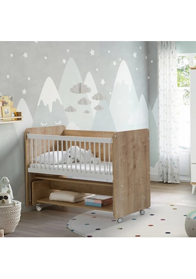Sallanır Tekerlekli Kademeli Anne Yanı Bebek Beşik - Bebek Yatagı - 60x120 CM Kahverengi Sallanır Tekerlekli Kademeli Anne Yanı Bebek Beşik - Bebek Yatagı - 60x120 CM Kahverengi