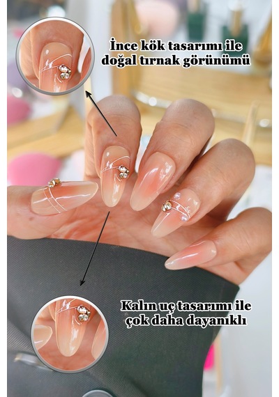 Nude Protez Tırnak Small Beden 10 Adet El Yapımı Takma Tırnak Seti 3506 Dark Nude