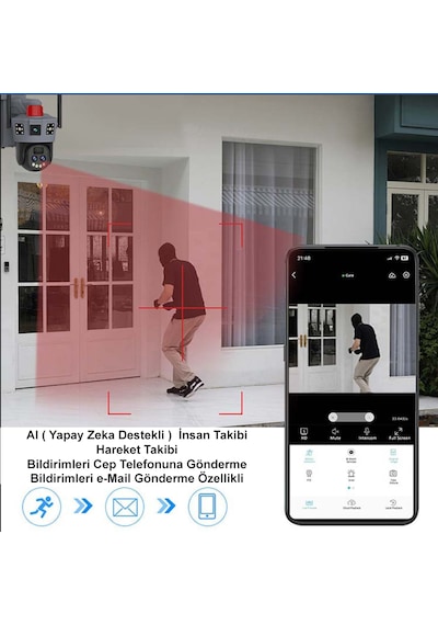 Okam Pro 6020 Solar Güneş Enerjili 4g Sim Kartlı 15mp 3 Lens 10x Optik Zoom Güvenlik Kamerası