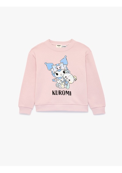 Koton Kuromi Baskılı Uzun Kollu Bisiklet Yaka Şardonlu Lisanslı Sweatshirt Lila 7wkg10529ak