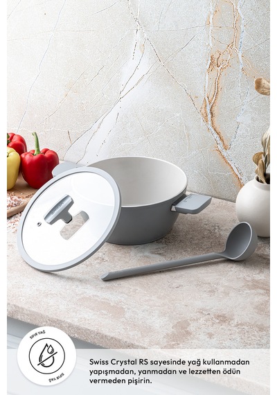 Emsan Swiss Cyrstal Rs Derin Tencere Gri 24 Cm Gri