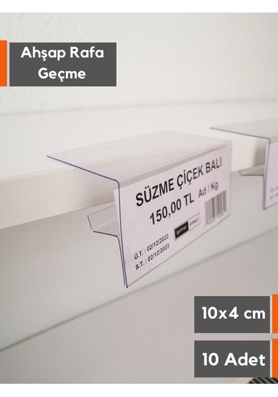 10 Adet Pvc Etiketlik 18 Mm Ahşap Raflar İçin Şeffaf Etiketlik