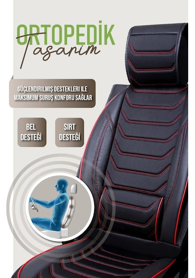 Fiat Egea Station Wagon Deri Oto Koltuk Kılıfı Ön Arka Takım Siyah Kırmızı Antalya Model Scr