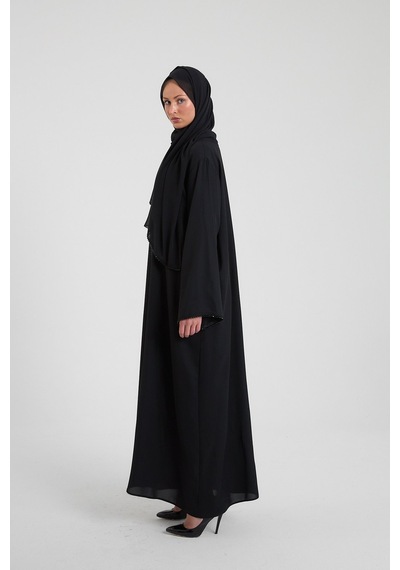 Şakika Kadın Jawhara Abaya Ferace & Şal - Standart Beden & Farklı Boy Siyah