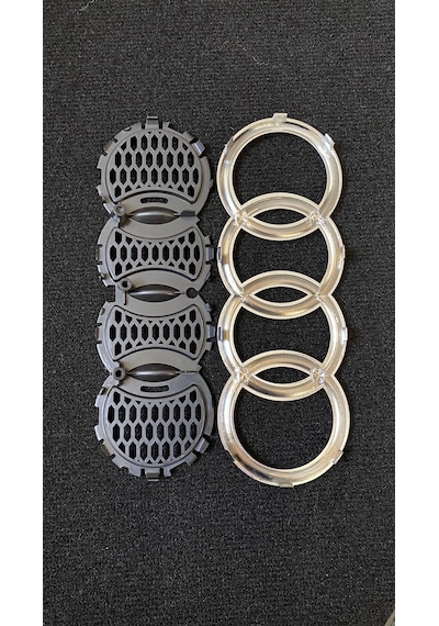 Audi Uyumlu Ön Panjur Logosu Krom Gümüş Bal Peteği 28,5cm X 10cm