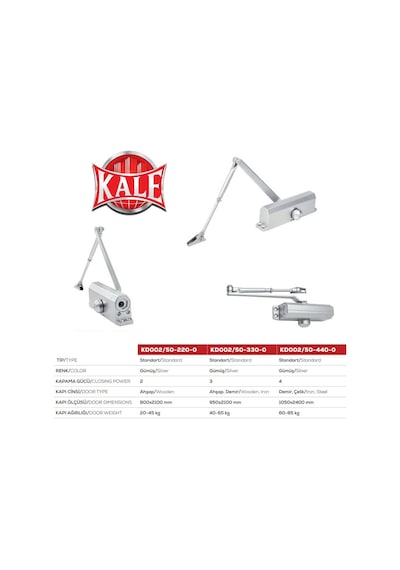 Kale Kapı Hidroliği Gümüş 2/5 Numara- 25 120 Kg.