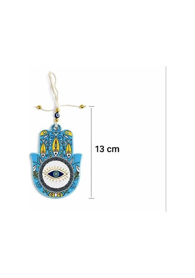 Seramik Nazar Duvar Süsü Fatma Eli Hamsa / 13 Cm El Yapımı / Kapı Girişi & Salon Dekoru / Anlamlı Hediye Çok Renkli