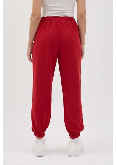 Buly Cozy Beli Lastikli Jogger Eşofman Altı Kırmızı