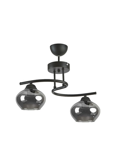 Fuji Modern Dekoratif Salon - Mutfak - Yatak Odası Siyah Renk Camlı 2 Li Avize Siyahh Füme Siyahh Füme