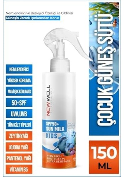 New Well Çocuk Güneş Sütü Yüksek Koruma Spf50+ Jojoba Oil 150 Ml, Tycyzh4k5n171619943421284