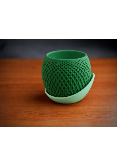 3d Baskı Küre Saksı - Kafes Dokulu İki Parçalı Dekoratif Saksı - Yeşil-mint 51693615