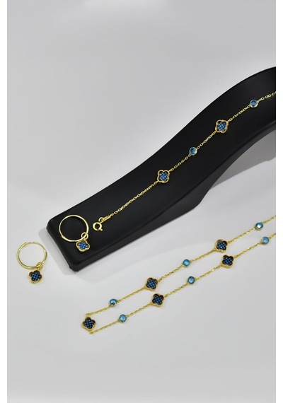 Papatya Silver 925 Ayar Gümüş Gold Kaplama Set