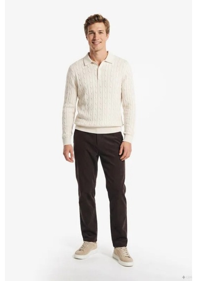 Nautica Erkek Bej Regular Fit Triko Kazak-24789 Açık Bej