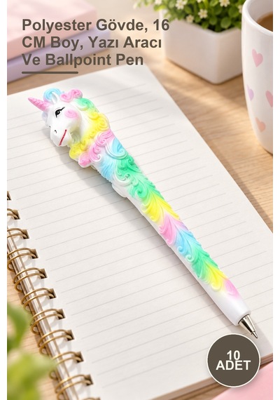 10 Adet Tükenmez Kalem Polyester Gövde, 16 Cm Boy, Yazı Aracı Ve Ballpoint Pen