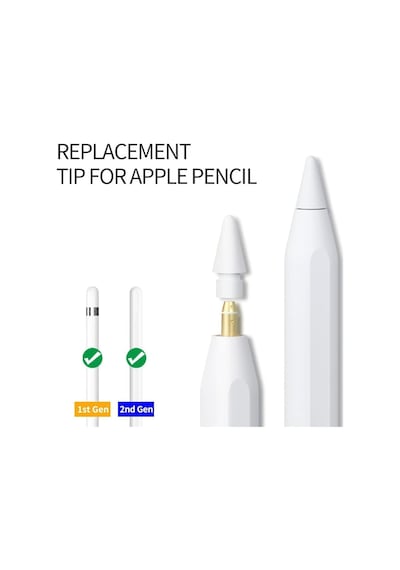 Apple Pencil Uyumlu Silikon Yedek Uç, 1. Nesil / 2. Nesil/pro/usb-c İçin, İpad Pro/air/mini Uyumlu Beyaz 2'li Paket Belirtilmemiş