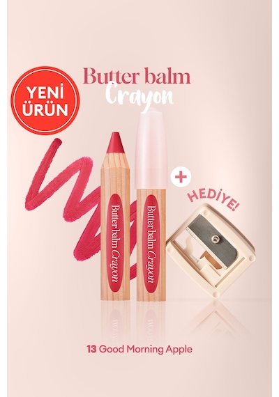 Kremsi Kalem Şeklinde Renkli Dudak Balmı &kalemtıraş Clıo Butter Balm Crayon 013 Good Morning Apple 013 Good Morning Aplle